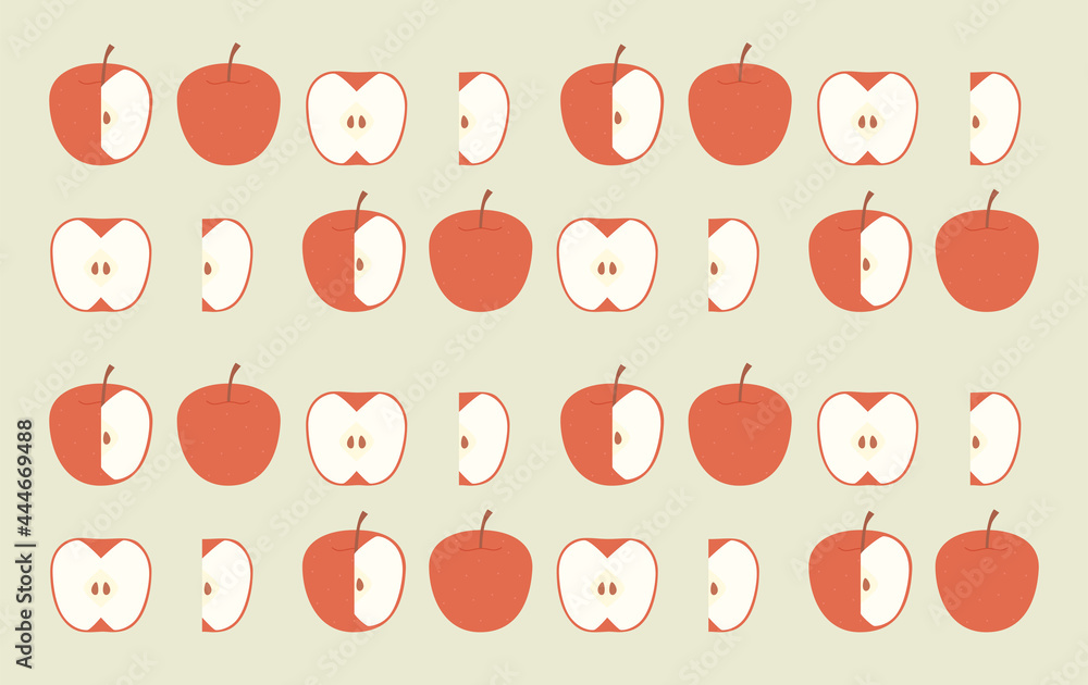 Poster apple design pattern that is cut little by little. simple pattern design template.