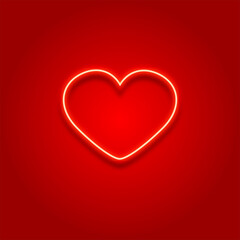 The neon heart is red. Use it for posters, posters, printing on mugs, T-shirts.