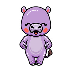 Cute baby hippo cartoon posing