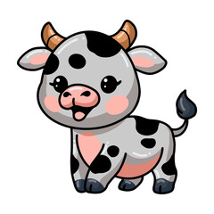 Naklejka premium Cute happy baby cow cartoon