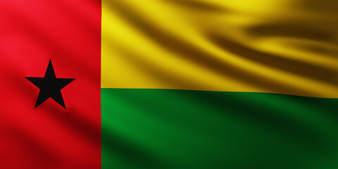 Large Flag of Ghine-Bissau fullscreen background in the wind
