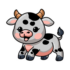 Cute baby cow cartoon posing