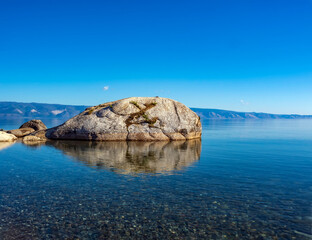 View of Lake Baikal in the early summer morning.