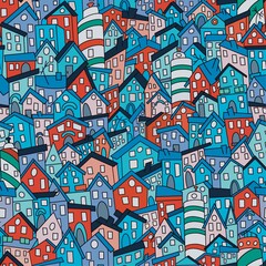 seamless pattern with houses