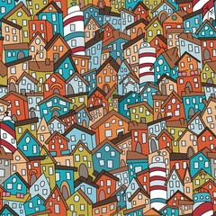 seamless pattern of houses