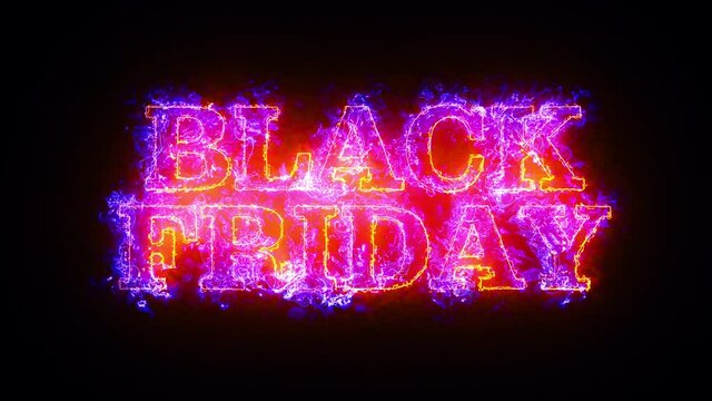 Black Friday text fire line text loop animation