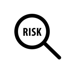 Risk Word Magnifying Glass. Risk Managment icon.