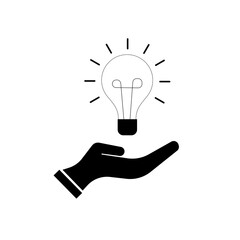 Light bulb in hand icon on the white background