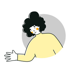 Woman avatar greeting. People avatar profile. Cartoon icon with woman avatar greeting for concept design.