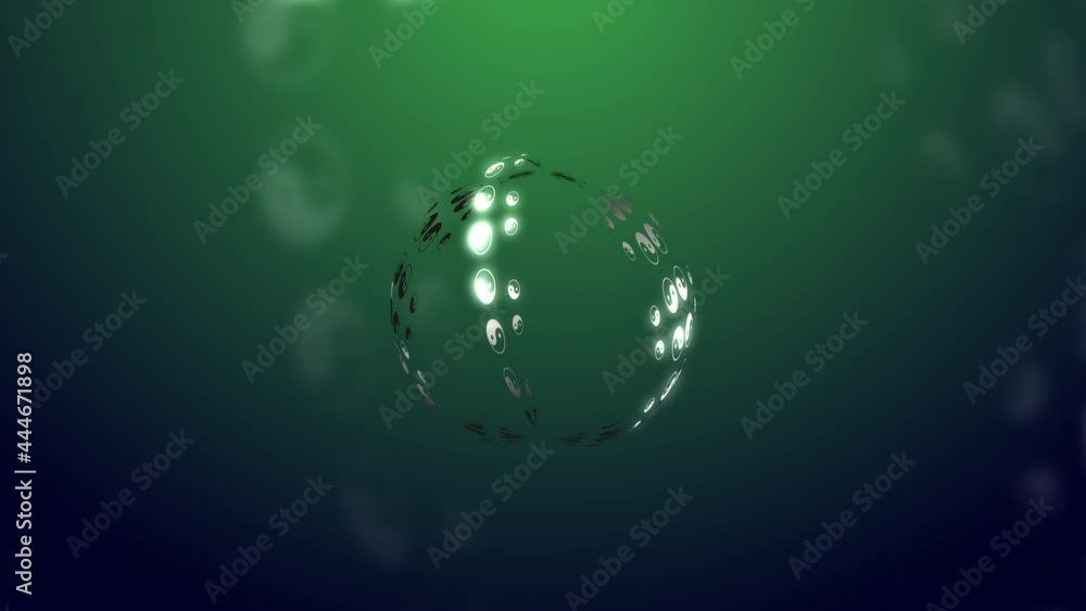 Aufkleber abstract sphere with illuminating emblems of yin and yang in a dark space. light elements move about