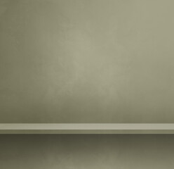 Empty shelf on a tinted grey wall. Background template. Square banner