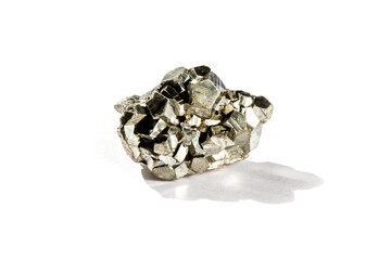 Pyrite gemstone on a white background