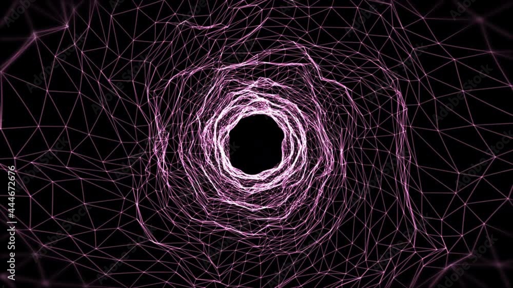 Poster abstract glowing lines in a seamless loop motion graphics tunnel. futuristic loop animation on dark 