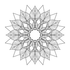 Black Flower Circular pattern in the form of a mandala for henna, frame 