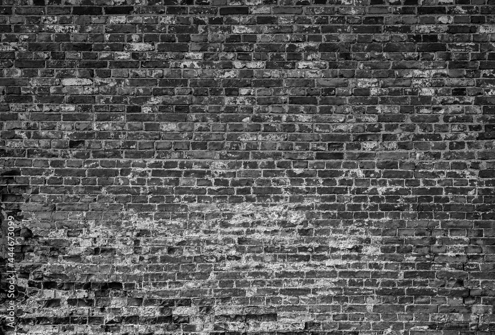 Poster front view of old and weathered red brick wall. abstract full frame textured background in black and