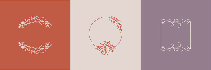 Various Wedding invitation floral wreath minimal design