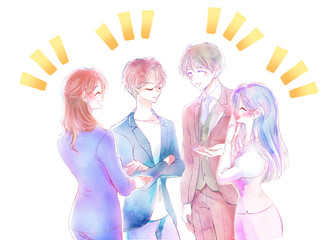 笑い合う会社員