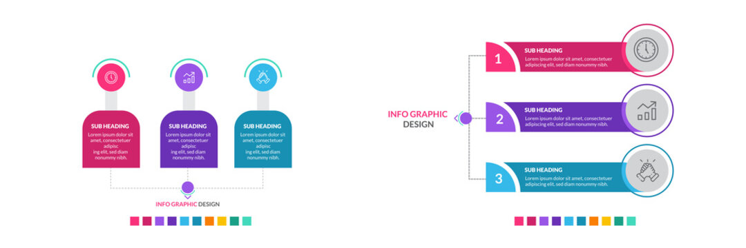 List Layout With 3 Points Of Steps Diagram Vector Infographic Flat Template Concept For Three Labels, Diagram, Graph. Business Concept With 3 Options. Business Concept With 3 Steps Or Options.