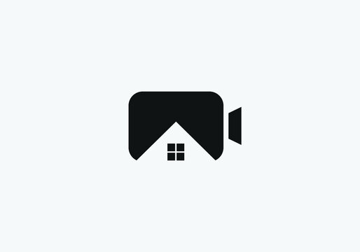 Camera or capture or image with house and real estate agency vector logo template