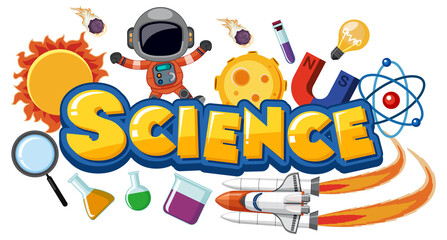 Science text icon with elements