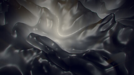 Black liquid misty shape 3D rendering