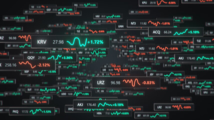 Stock market data 3D render