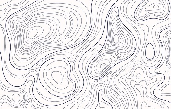Topographic map. Topography contour, geography contouring lines. Topographical relief, landscape elevation terrain contours vector background. Detailed curved routes and trails top view