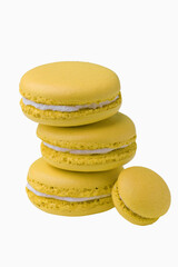 French dessert macaroon isolated on white. Copyspace