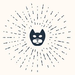 Grey Cat icon isolated on beige background. Abstract circle random dots. Vector