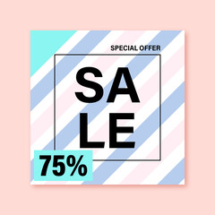 Banner, poster, illustration with text Sale special offer 75 percent discount 