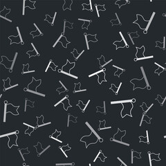 Grey Flag icon isolated seamless pattern on black background. Victory, winning and conquer adversity concept. Vector