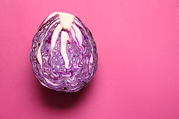 Fresh purple cabbage on color background
