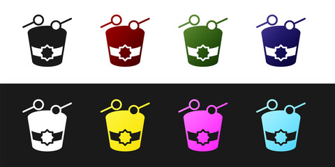 Set Ramadan drum icon isolated on black and white background. Vector