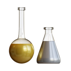 Volumetric And Erlenmeyer Flask 3D Rendering Illustration