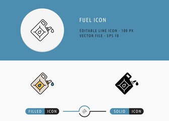 Fuel icons set editable stroke vector illustration. Energy power resource symbol. Icon line style on isolated background for ui mobile app, web design, and presentation.