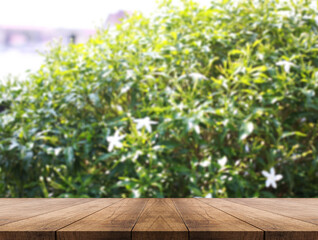 3D rendering, wooden top table on isolate blurred background 