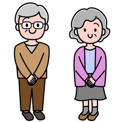 高齢者　お年寄り　老人　老夫婦　イラスト素材