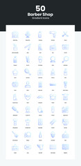 Barber Shop Supplies Icon Set - 
50 Elements of Barber and Barber Shop vector icon set Gradient Outline