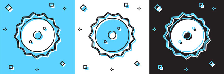 Set Circular saw blade icon isolated on blue and white, black background. Saw wheel. Vector