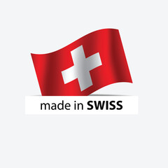 made in Swiss vector stamp. badge with Swiss flag	