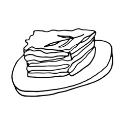 Doodleю.Mediterranean Kitchen.Line art hand drawn vector element.