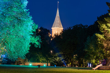 Kaliningrad, Russia On June 5, 2021, the historic Lutheran Cathedral in Kaliningrad at night.