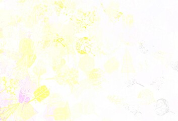 Light Pink, Yellow vector doodle background with trees, branches.