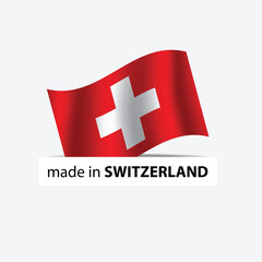 made in Swiss vector stamp. badge with Swiss flag	