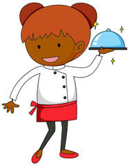 Little chef serving food cartoon character