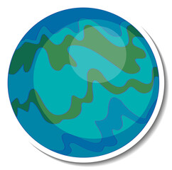 A sticker template with the earth in cartoon style isolated