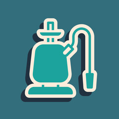 Green Hookah icon isolated on green background. Long shadow style. Vector