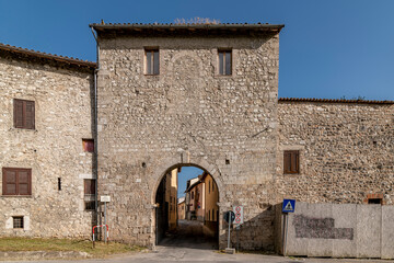The ancient Porta Valledonna or San Giovanni which gives access to the historic center of Norcia,...