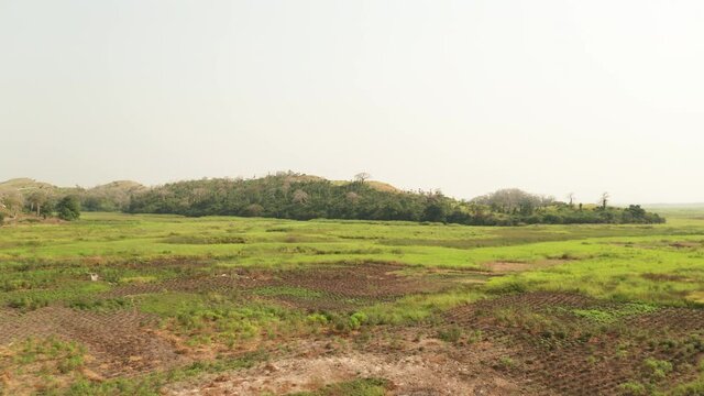 Traveling front in a wetland, African savanna, 4k drone, Angola, Africa 2