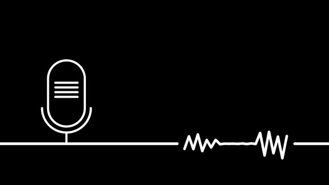 Podcast microphone and audio waveform banner motion graphic animation.